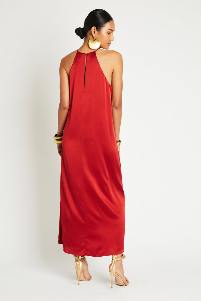 SIENNA LONG SILK DRESS - TERRA