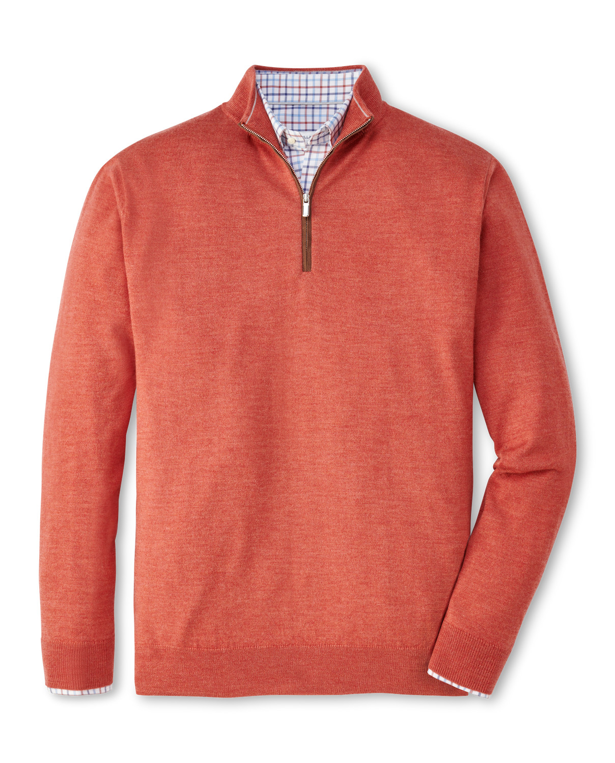 AUTUMN CREST SUEDE TRIM 1/4 ZIP SWEATER - BURNT ORANGE