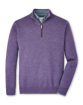 AUTUMN CREST SUEDE TRIPM 1/4 ZIP SWEATER - MIDNIGHT PURPLE