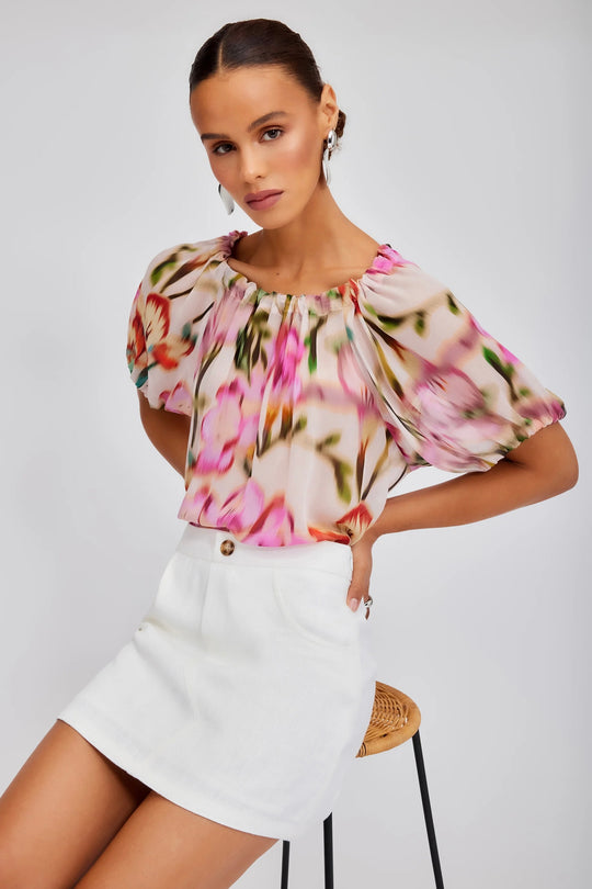 COLORFUL SHORT SLEEVE BLOUSE