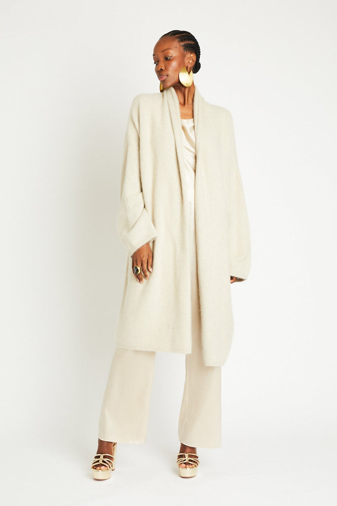 THERESA CASHMERE KNIT COAT - SHELL BEACH