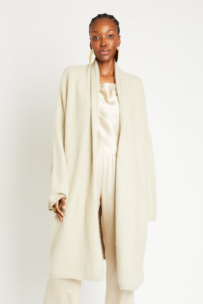 THERESA CASHMERE KNIT COAT - SHELL BEACH