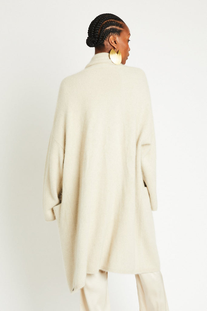 THERESA CASHMERE KNIT COAT - SHELL BEACH