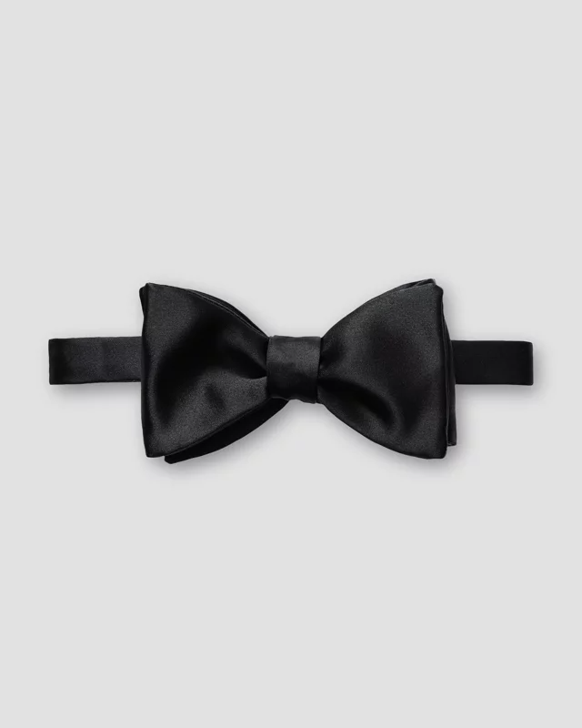 BLACK SILK READY TIED BOW TIE