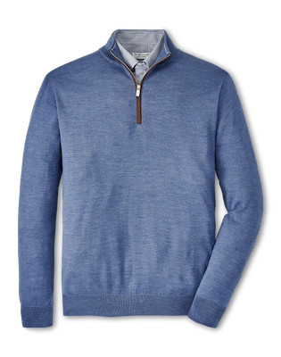 AUTUMN CREST SUEDE TRIM 1/4 ZIP SWEATER - REGATTA BLUE