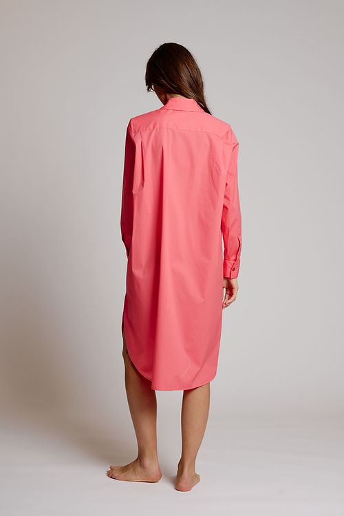 SOLID SHIRT DRESS - CORAL