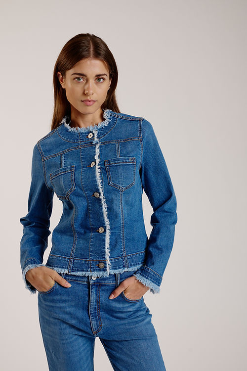 FRINGE JEAN JACKET - BLUE