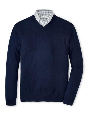 AUTUMN CREST V-NECK SWEATER - NAVY