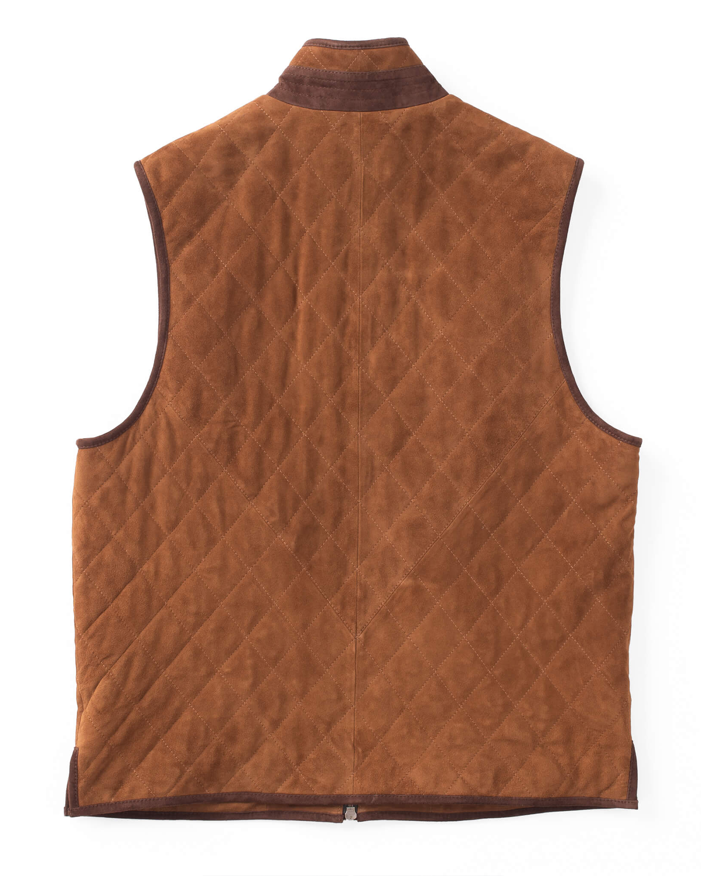 RIDGELAND QUILTED GOAT SUEDE VEST - WHISKEY