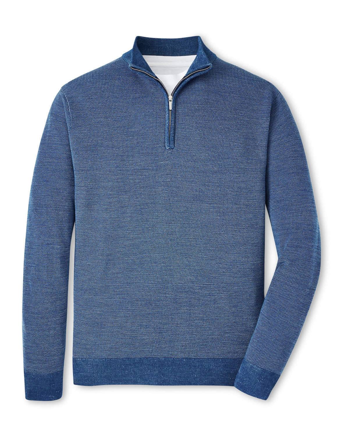 BREAKER BIRDSEYE 1/4 ZIP SWEATER - OCEAN BLUE