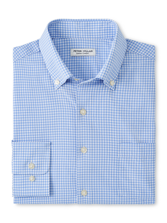 CRANBROOK PERFORMANCE POPLIN SHIRT - COTTAGE BLUE