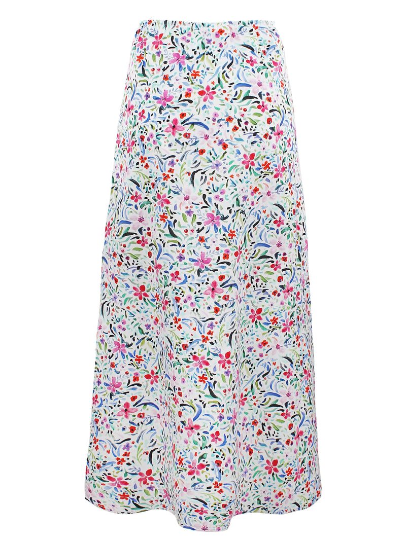 SLIM WHIMSY FLORAL SKIRT - WHITE MULTI