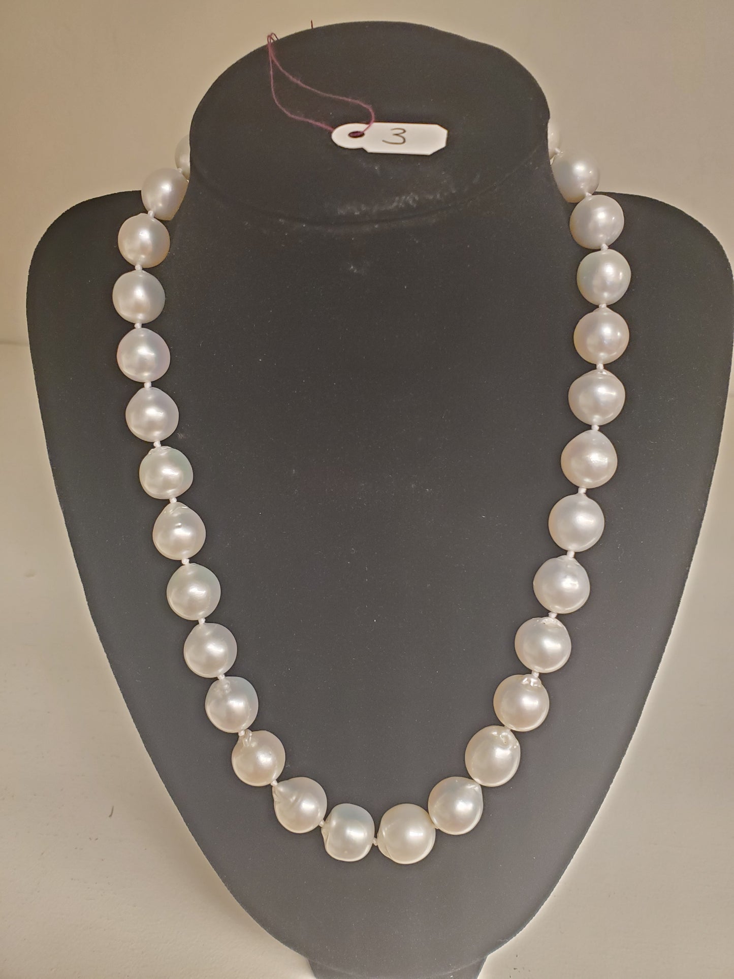 10-13MM WHITE SOUTH SEA PEARLS NECKLACE WITH 14K WHITE GOLD TOGGLE CLASP