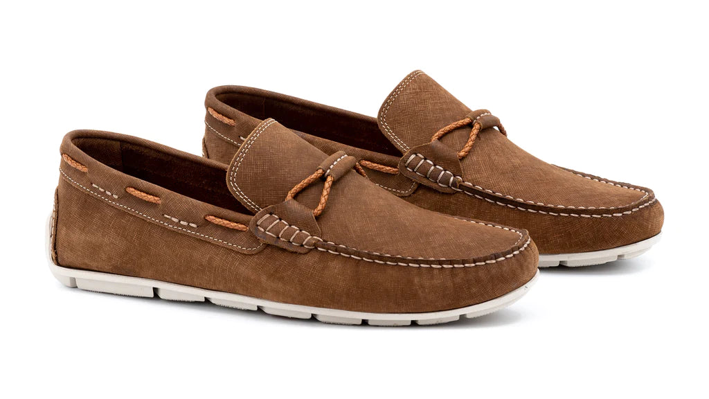 BERMUDA BRAID NUBUCK LEATHER LOAFER - BARK