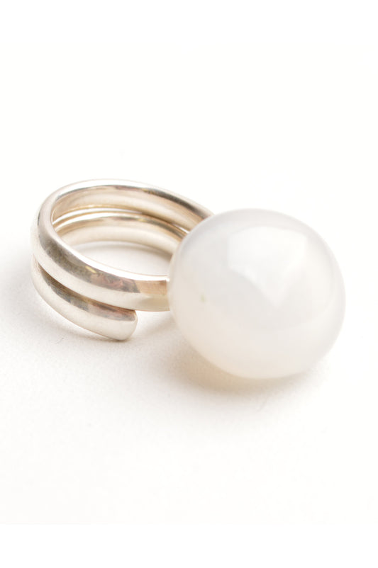 white stone sterling silver ring