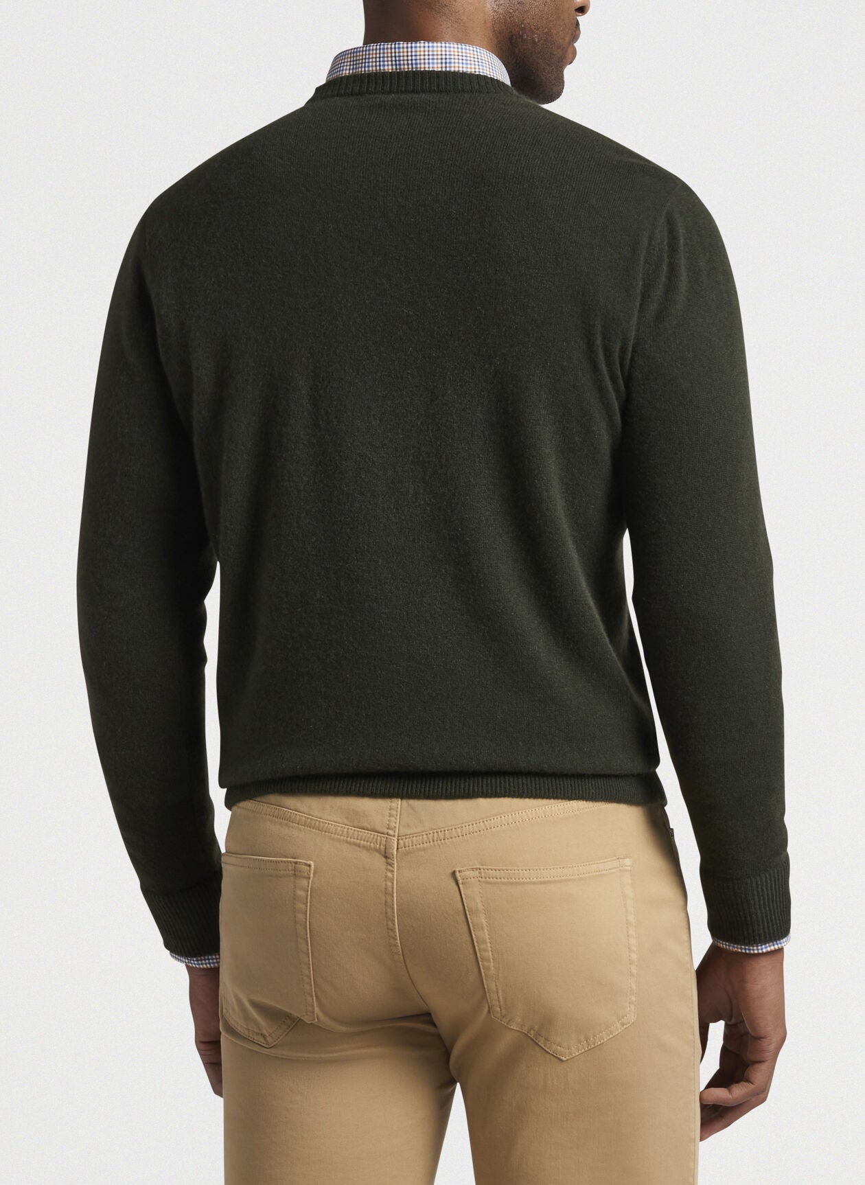 CROWN COMFORT CASHMERE V-NECK SWEATER - DARK OLIVE