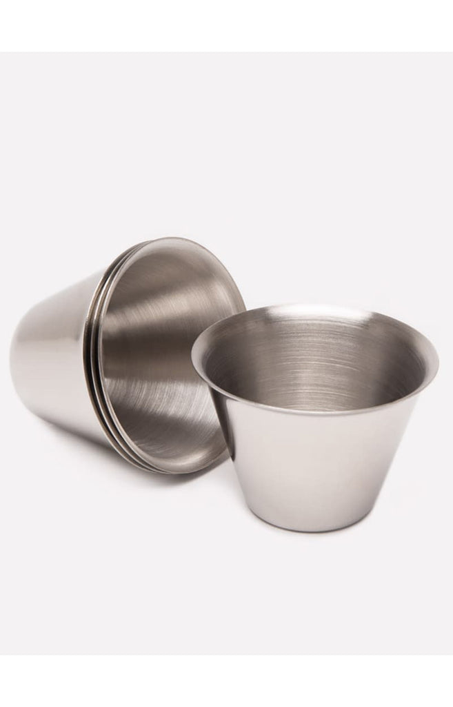 Stainless Steel Shot Cups, Set of 4 Cups, Metal Shot Glasses, Stackable,  Hip Flask Small with Leather Bag for Outdoor 