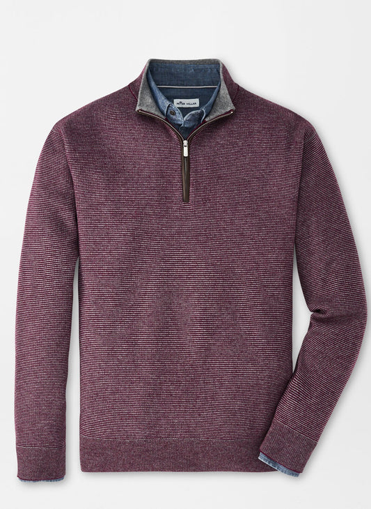 MILL WOOL-CASHMERE 0/4 ZIP SWEATER - CLARET