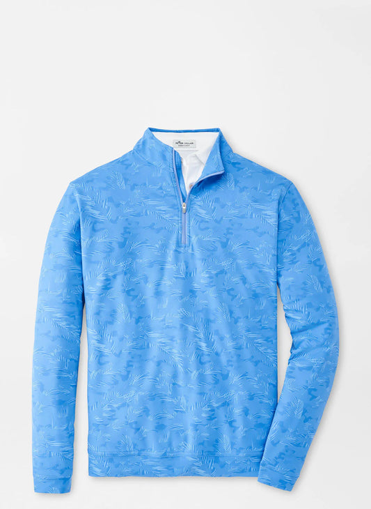 PERTH TROPICAL CAMO PERFORMANCE 1/4 ZIP PULLOVER - ESTATE BLUE