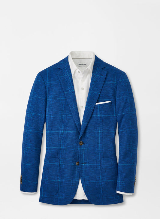 ISLIP HOUNDSTOOTH PANE SOFT JACKET - ATLANTIC BLUE