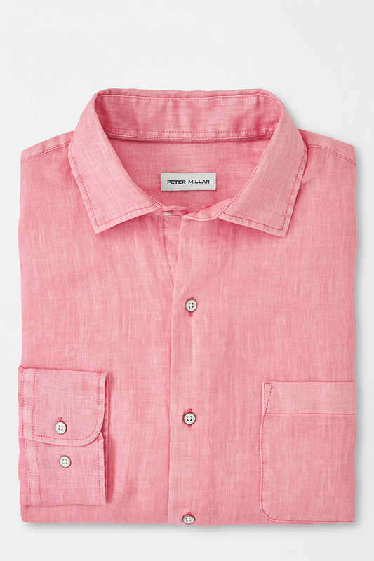 COASTAL GARMENT DYED LINEN SHIRT - HONEYSUCKLE