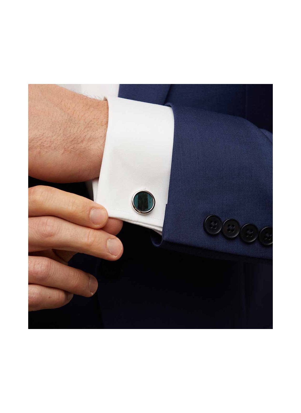 SAPELO RHODIUM CUFFLINKS