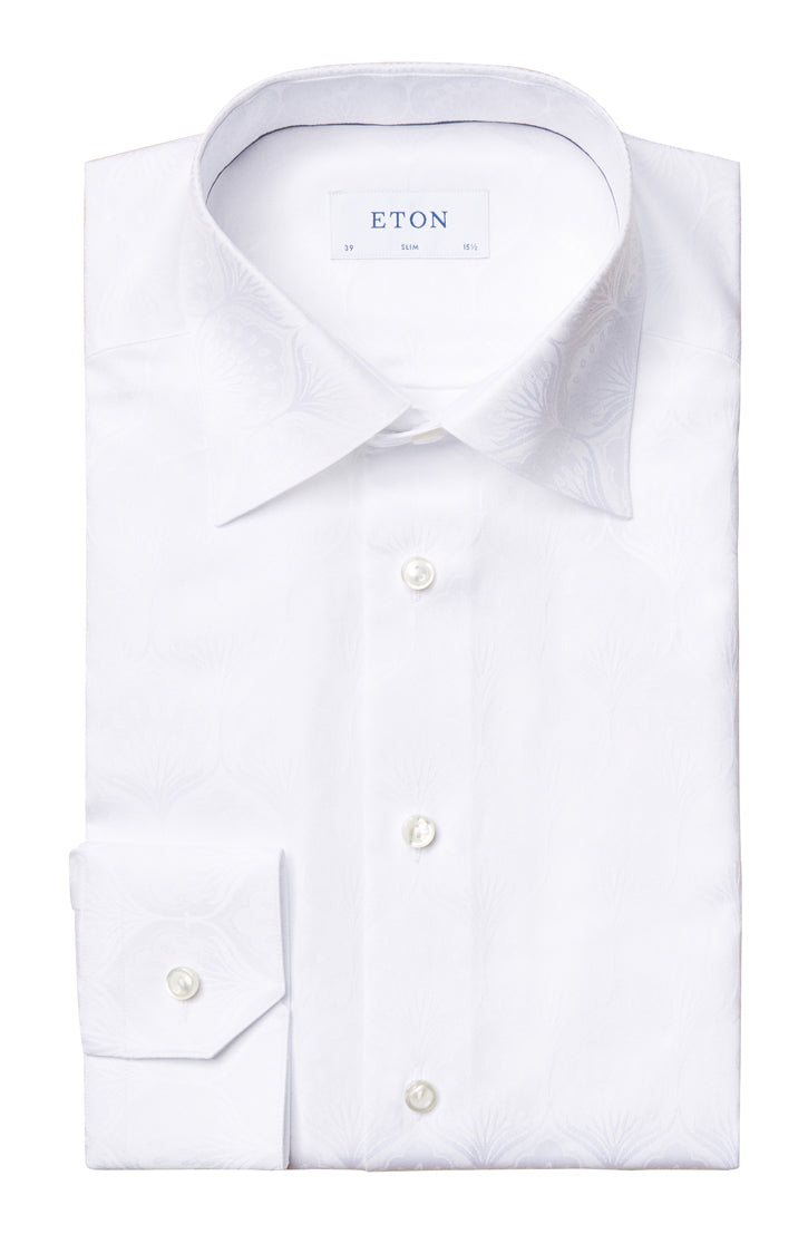 WHITE ON WHITE ART-DECO JACQUARD SHIRT